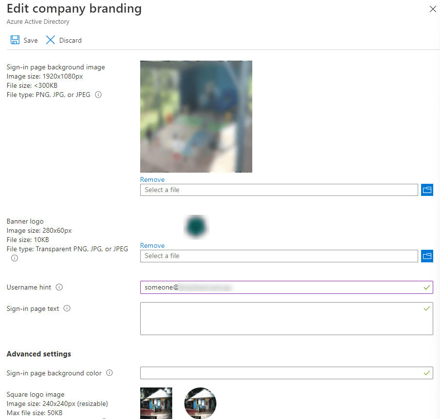 Edit Azure AD Company Branding images
