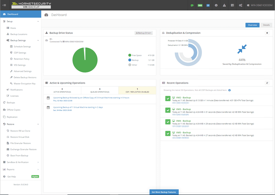 Back up and restore your company data with ease with Hornetsecurity VM