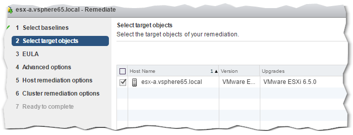 Remediation Step 2 – Selecting the target to remediate