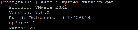 esxcli system version get