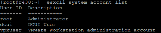 esxcli system account list