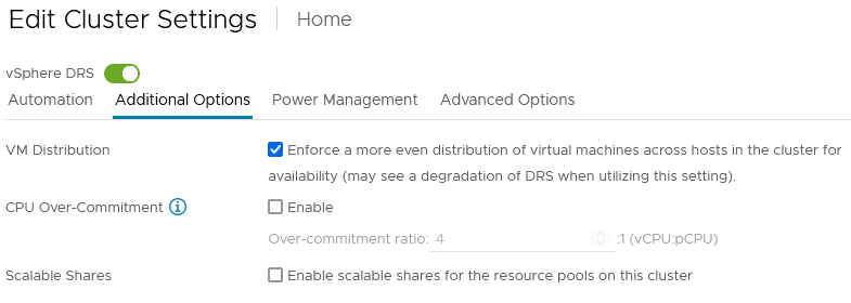 Enforce a more even distribution of virtual machines across hosts in the cluster for availability