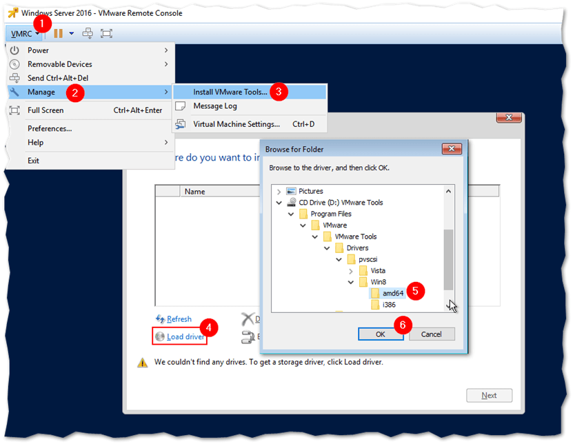 install Windows Server 2016 on VMware vSphere