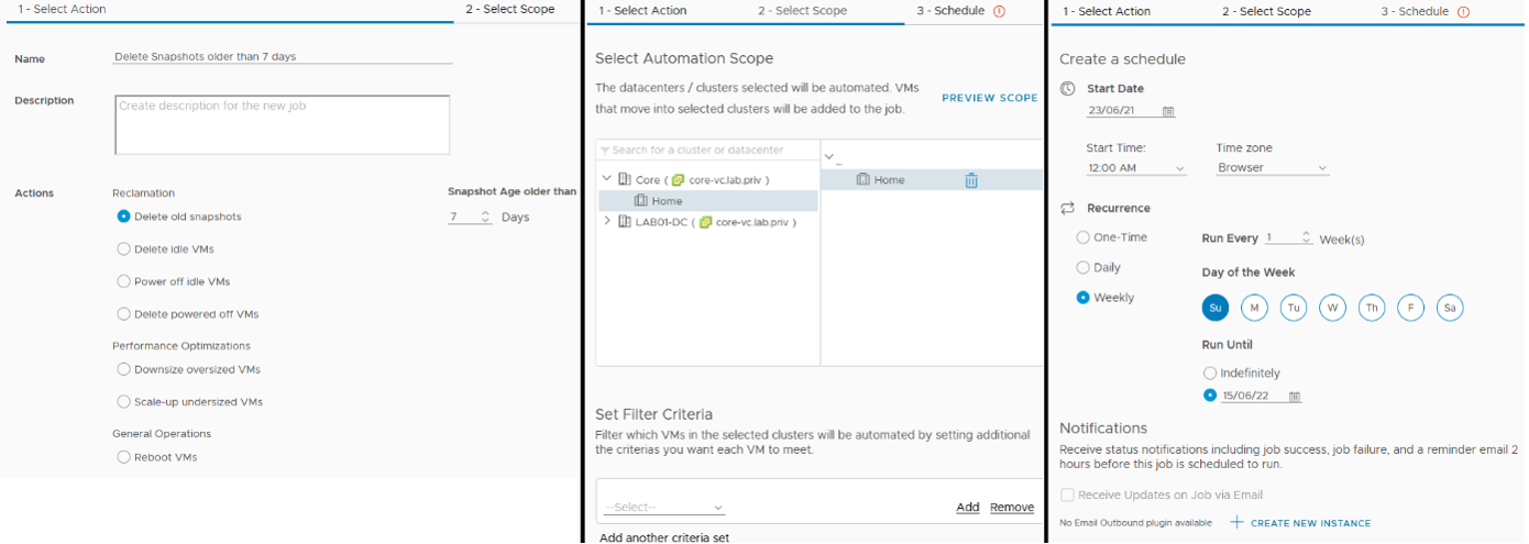 Schedule tasks vROPS