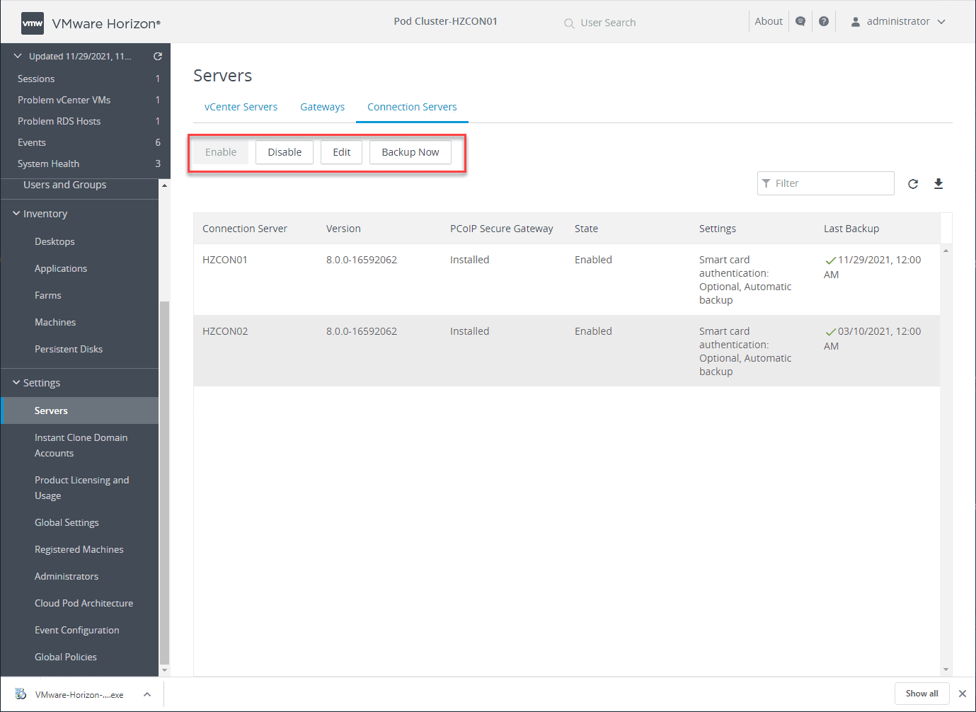 vmware horizon monitoring