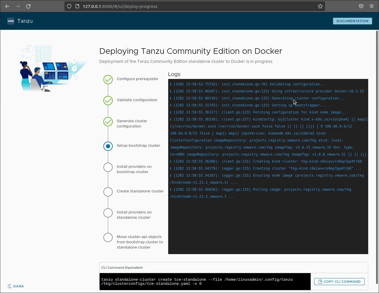 Tanzu Community Edition standalone cluster deploying