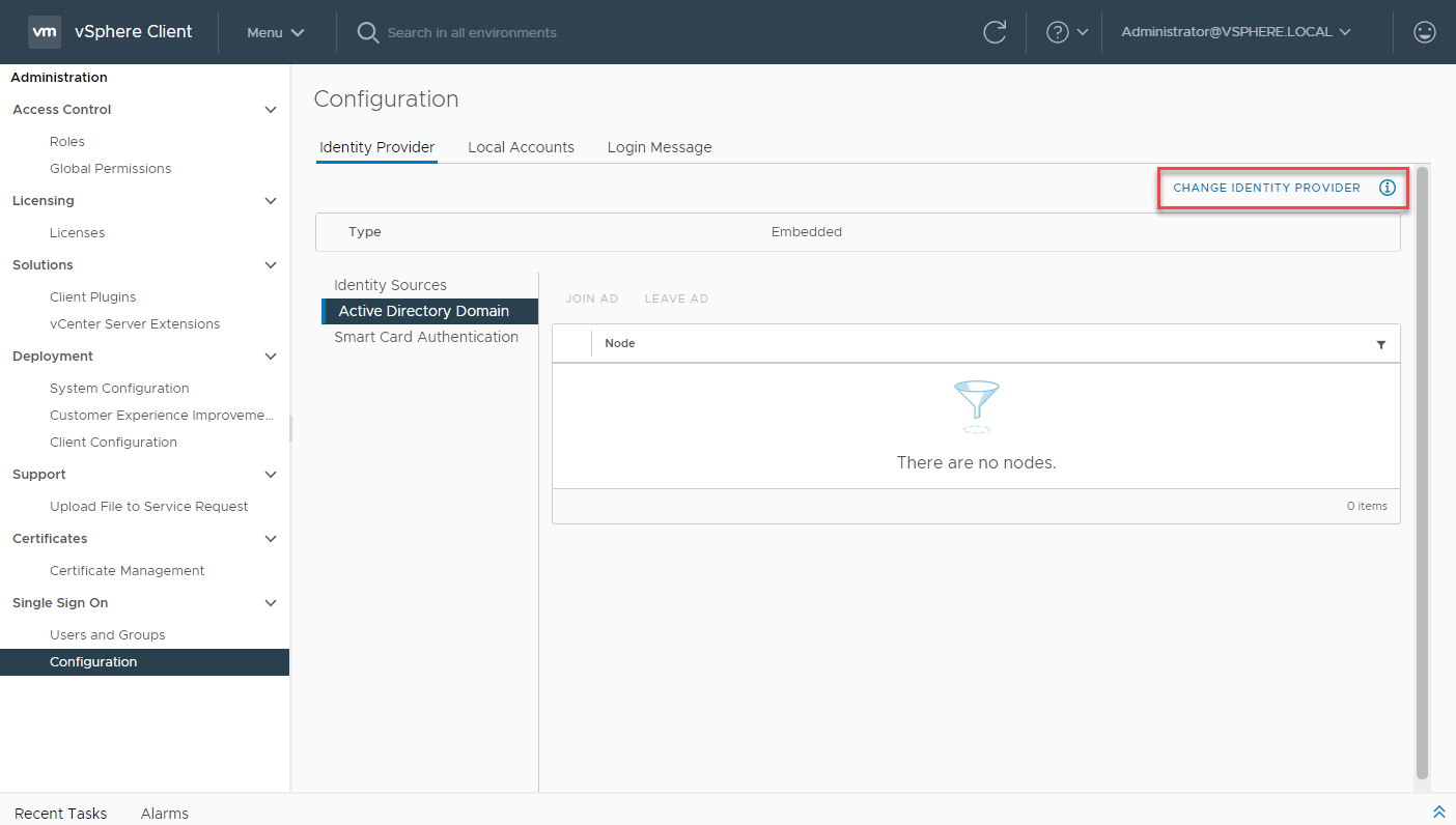 vCenter Server 7 Identity Provider configuration